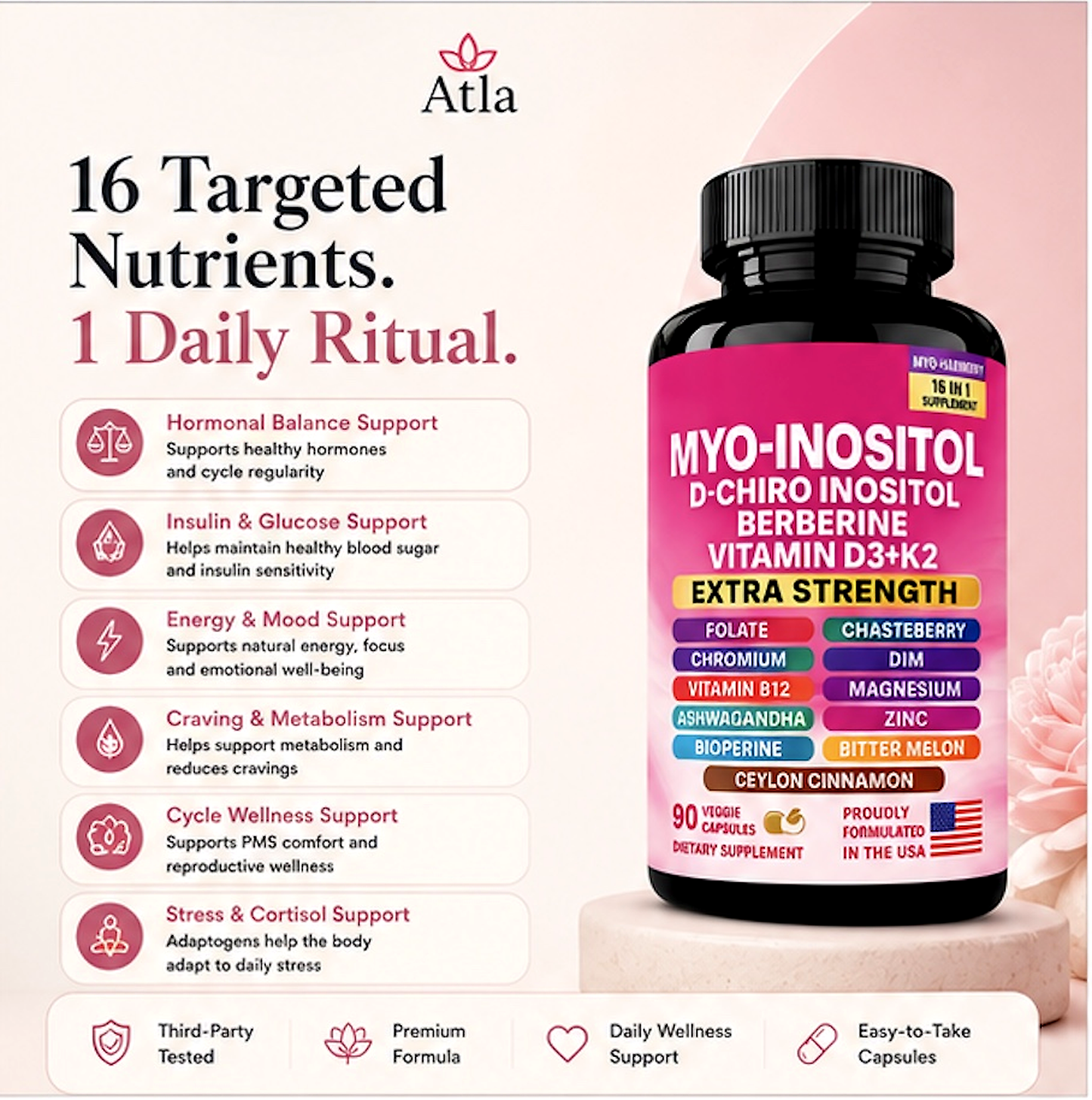 PCOS Weight Loss Support – Myo-Inositol, Magnesium & Metabolism Blend for Women